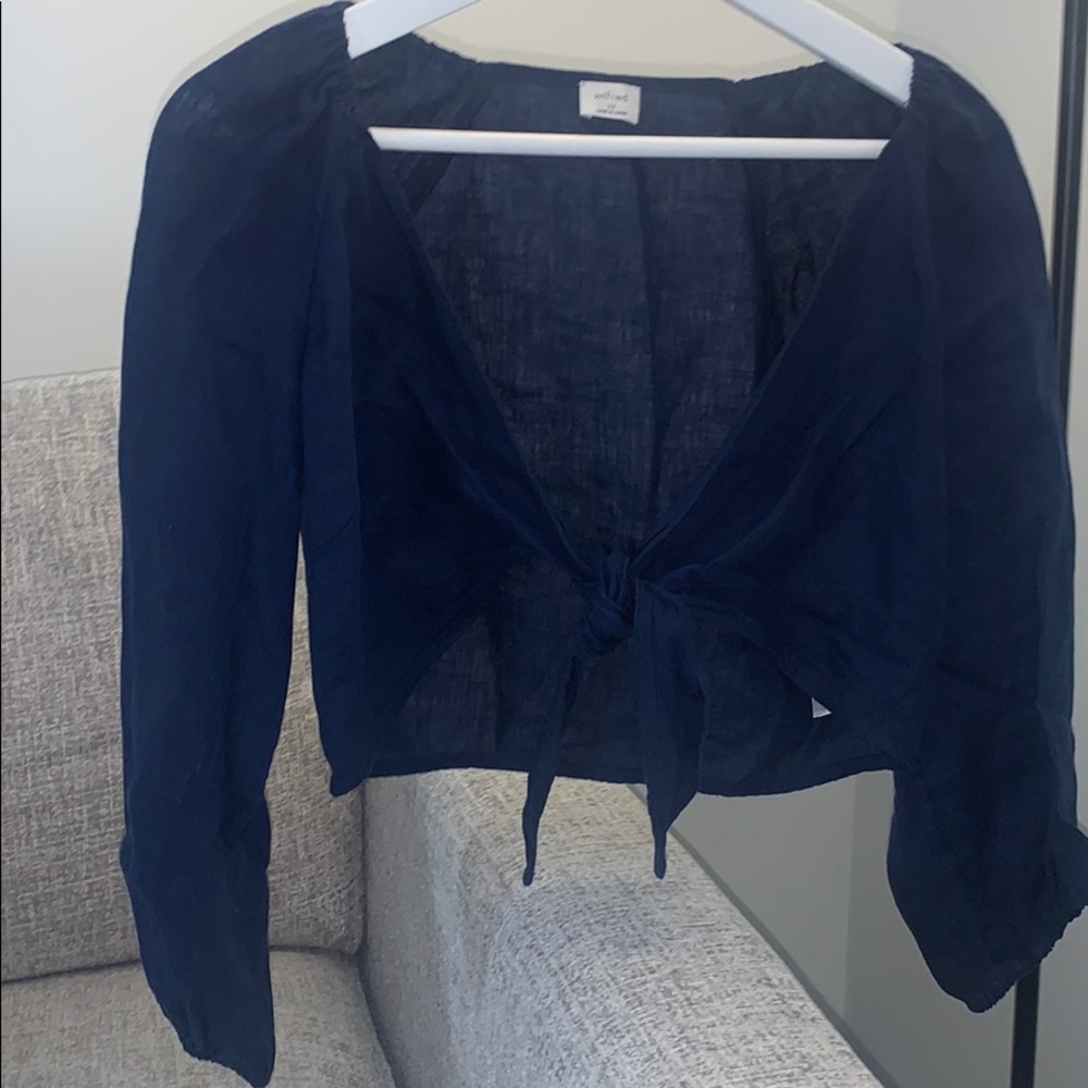 Aritzia Wilfred Linen Crop Top